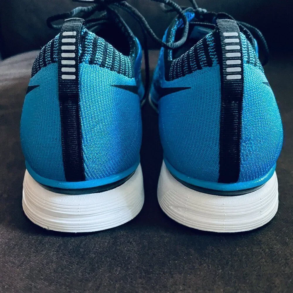NEW NIKE FLYKNIT TRAINER 532984-440 blue glow/blue tint-black US 12 46 EUR 11 UK